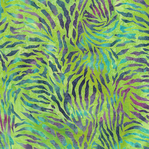 Cotton Batik Tiger Stripe Fabric Green Lemongrass 44/45"