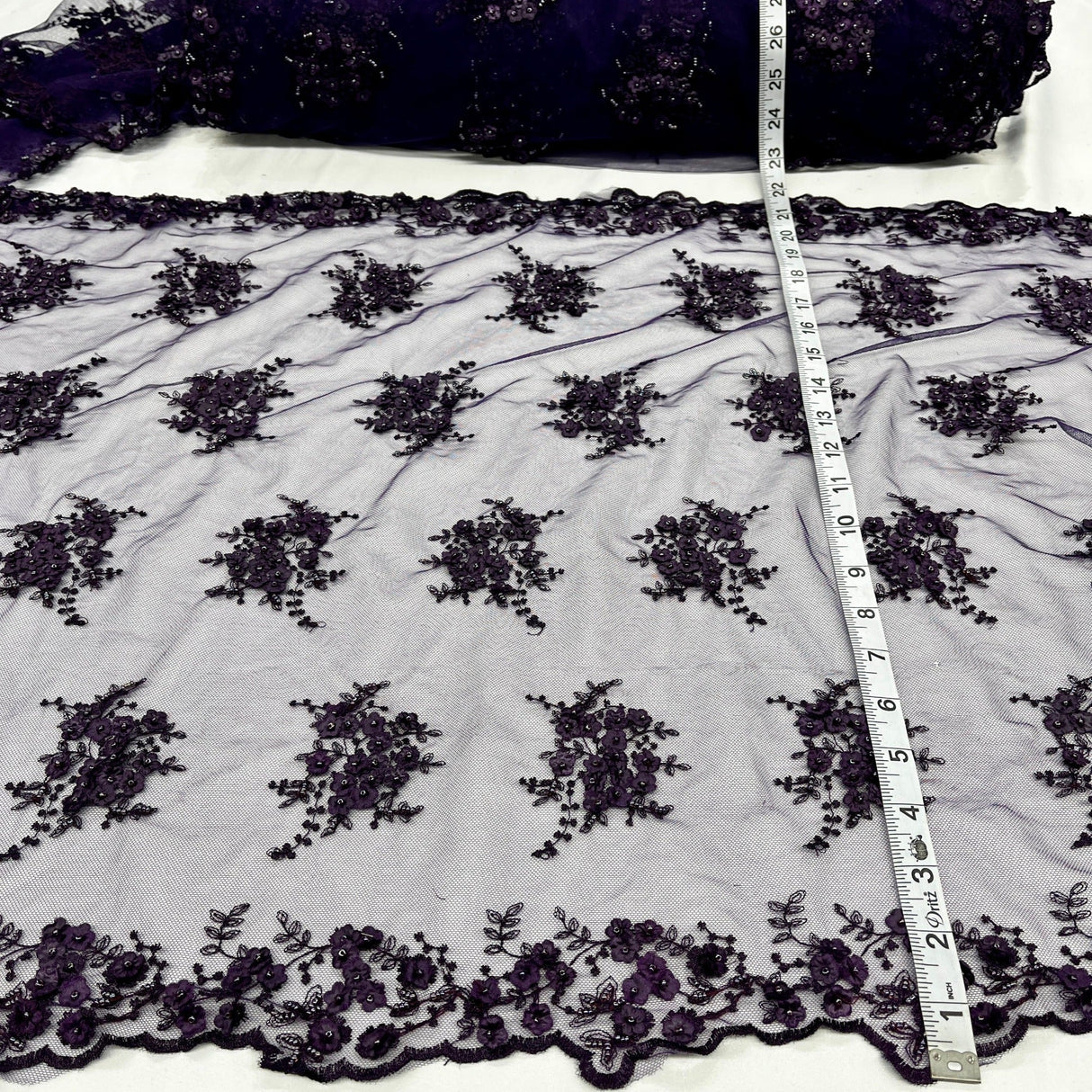 Beaded Floral Lace Trimming 21" Wide