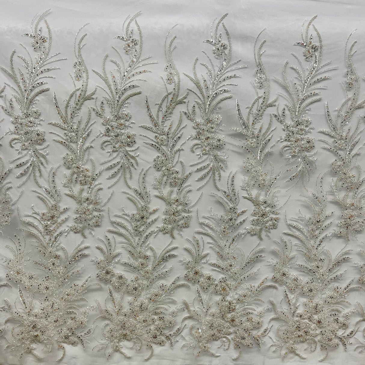1 Yard Beaded Lace Fabric Embroidered 100 Percent Polyester Net Mesh 50 inch Width