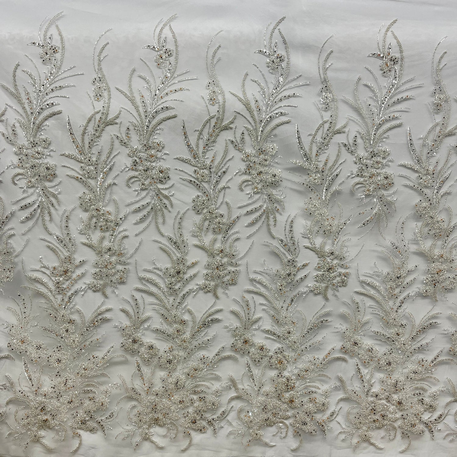 1 Yard Beaded Lace Fabric Embroidered 100 Percent Polyester Net Mesh 50 inch Width