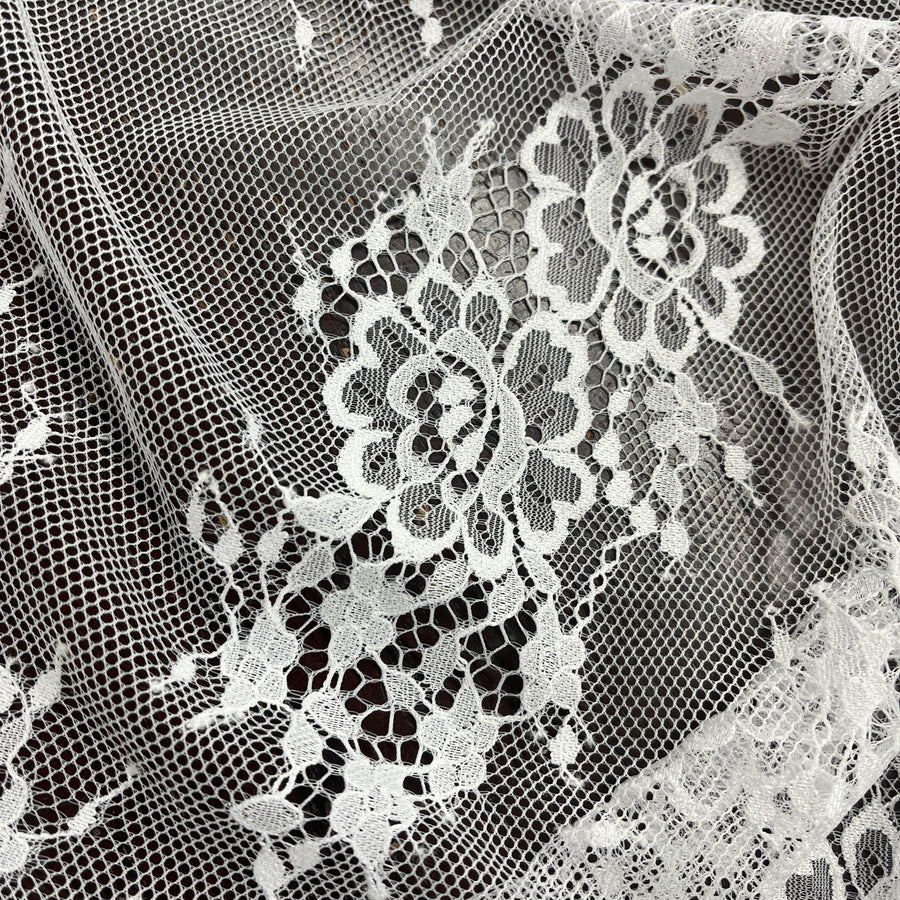 3 Yards Chantilly Embroidered Lace Fabric with Eyelash Scallop