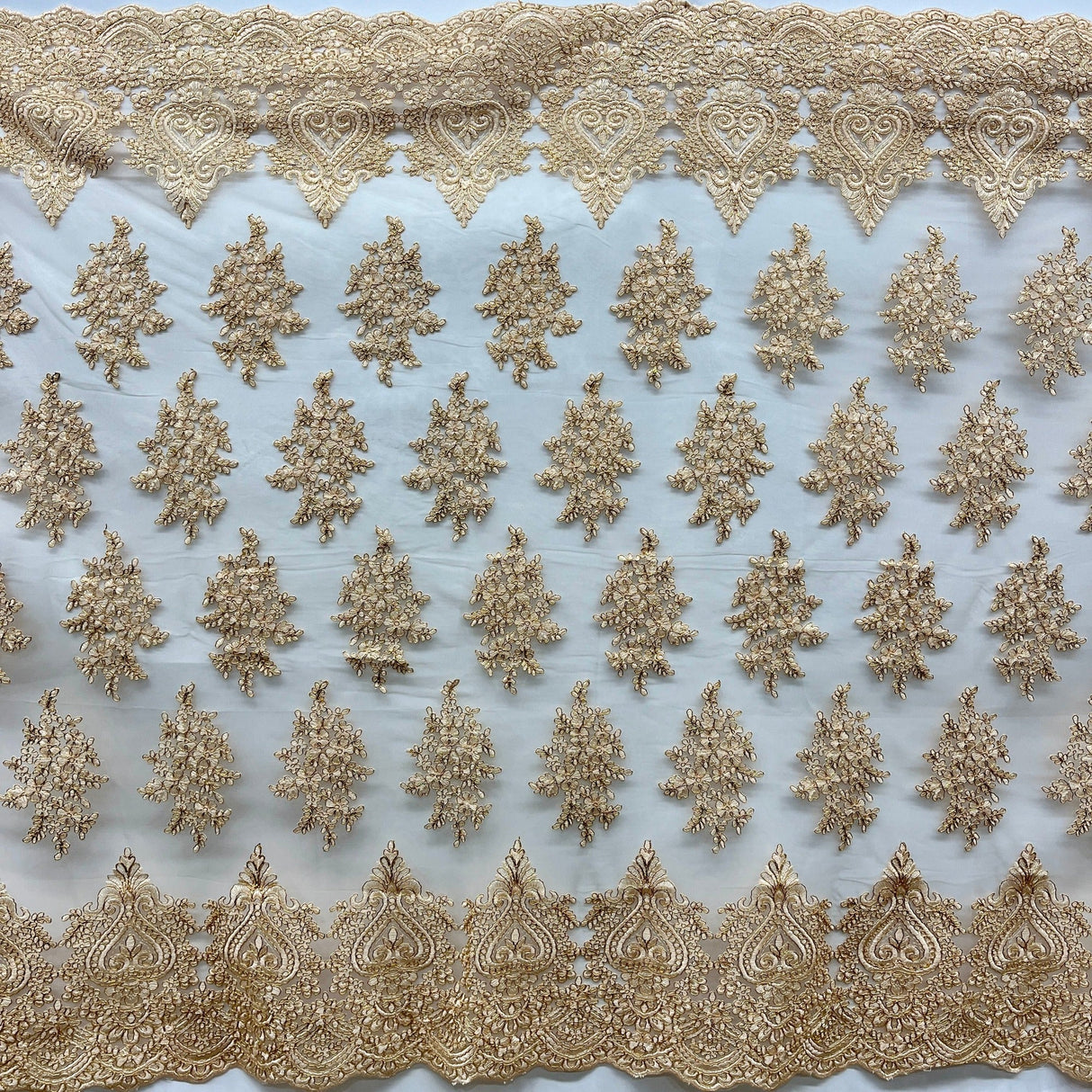 Embroidered Lace Fabric on Polyester Net Mesh