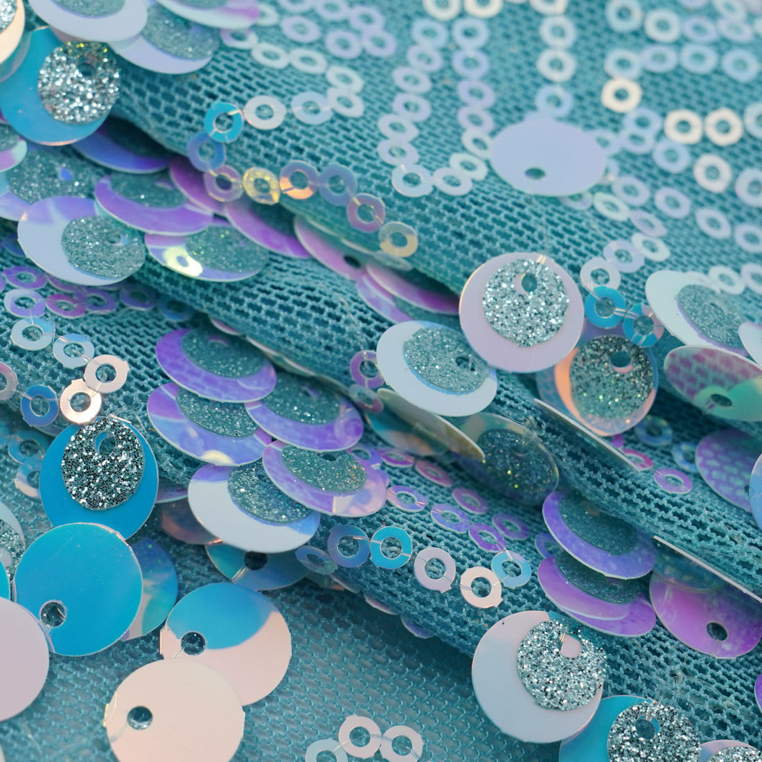 Fame Stretch Mesh Sequin Polyester Fabric - 2-Way Stretch, Embroidered Sequins, 50" Width, 287 GSM (1 Yard)