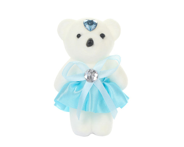 4.5" Tall Blue Bow Skirt White Foam Baby Shower Bear - Set of 10 Bears
