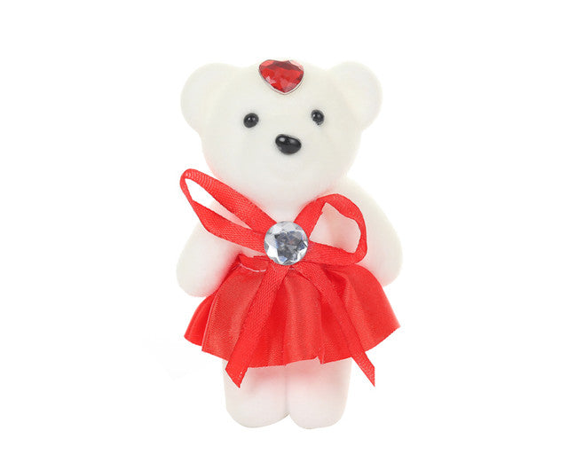 4.5" Tall Red Bow Skirt White Foam Baby Shower Bear - Set of 10 Bears