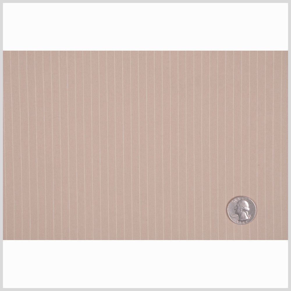Italian Birch/Fog Pin Striped Smooth Stretch Cotton Suiting