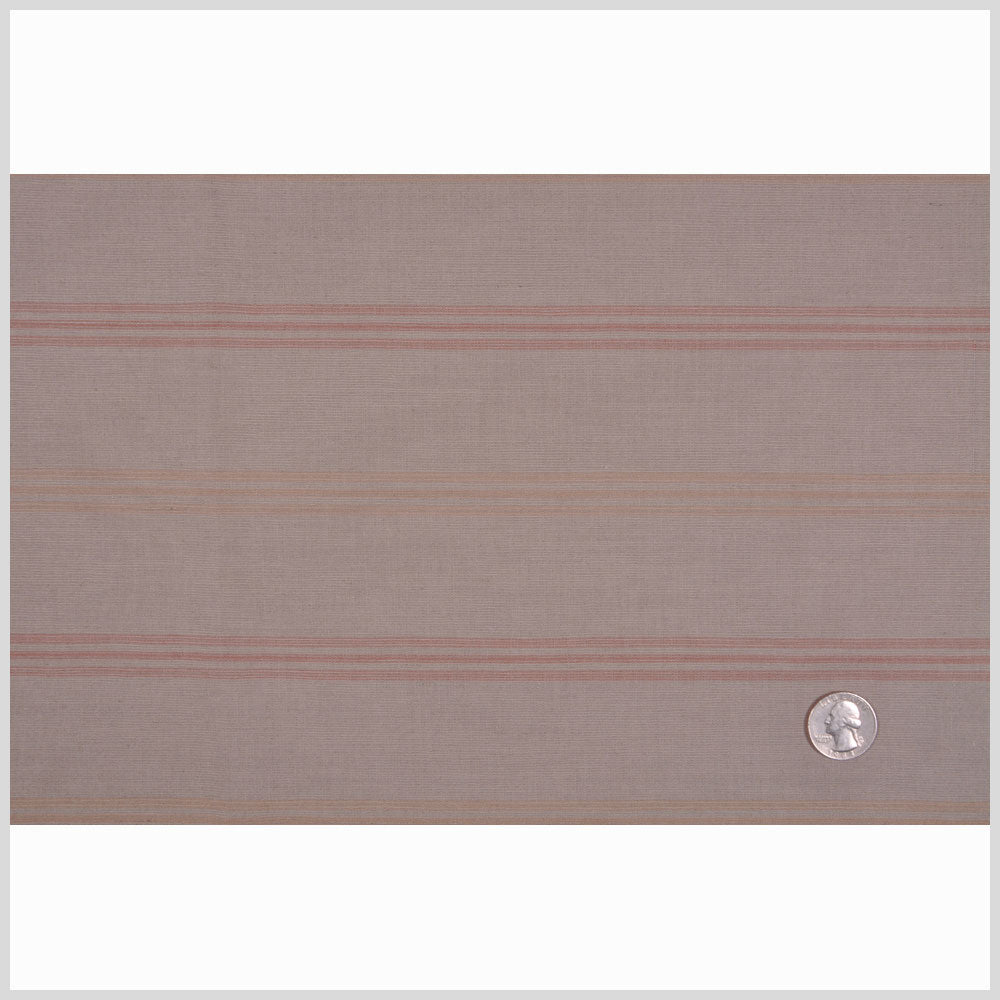 Dark Beige, Brick and Peach Striped Cotton Suiting