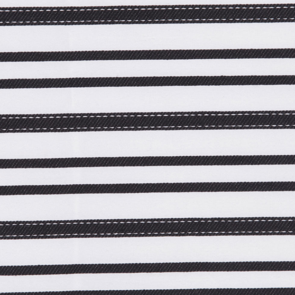 Italian Black and White Textured-Stripe Shirting