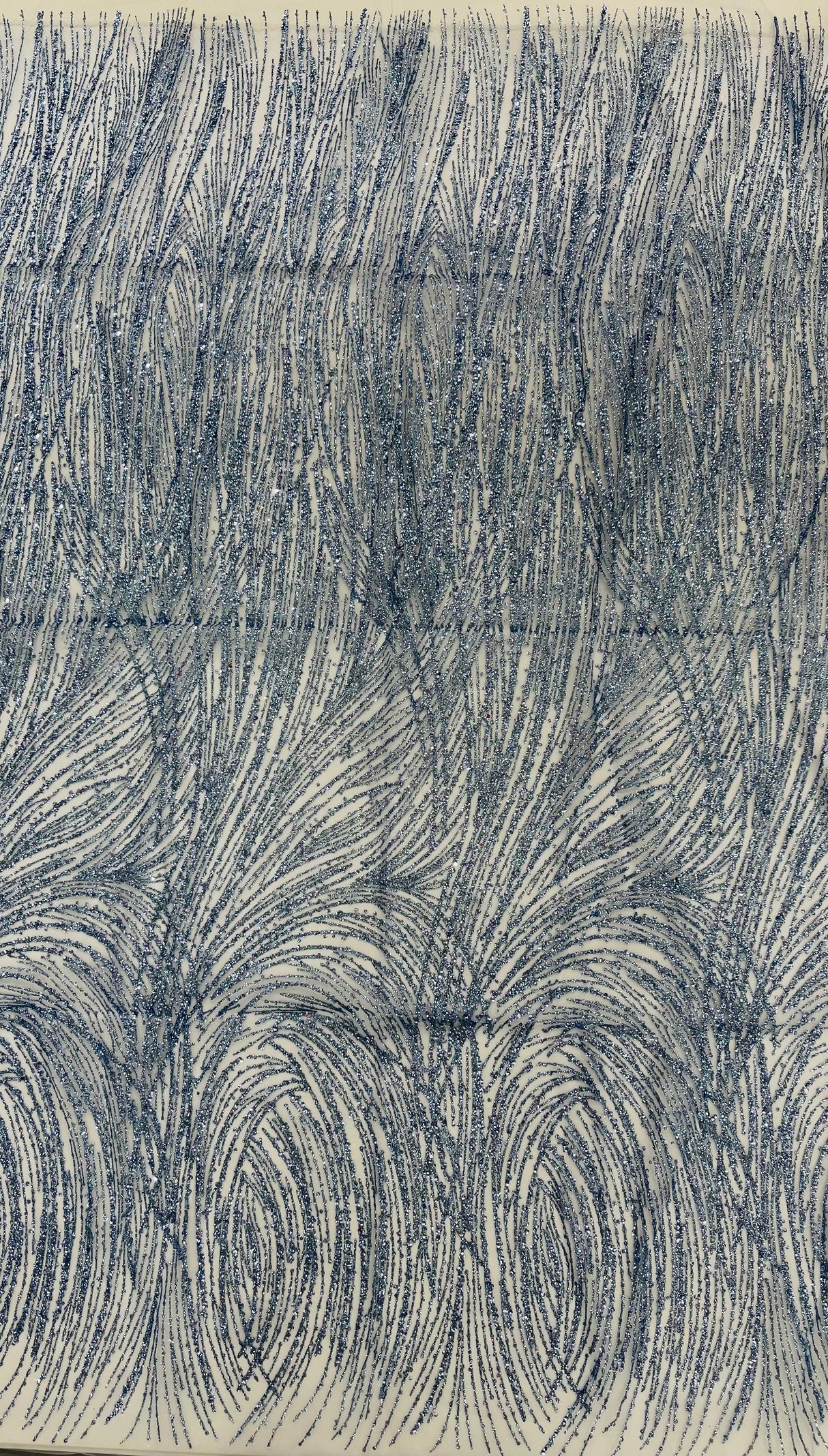 Shell Glitter Design Mesh Lace Fabric - Glitter Shell Pattern, 54" Width (1 Yard)