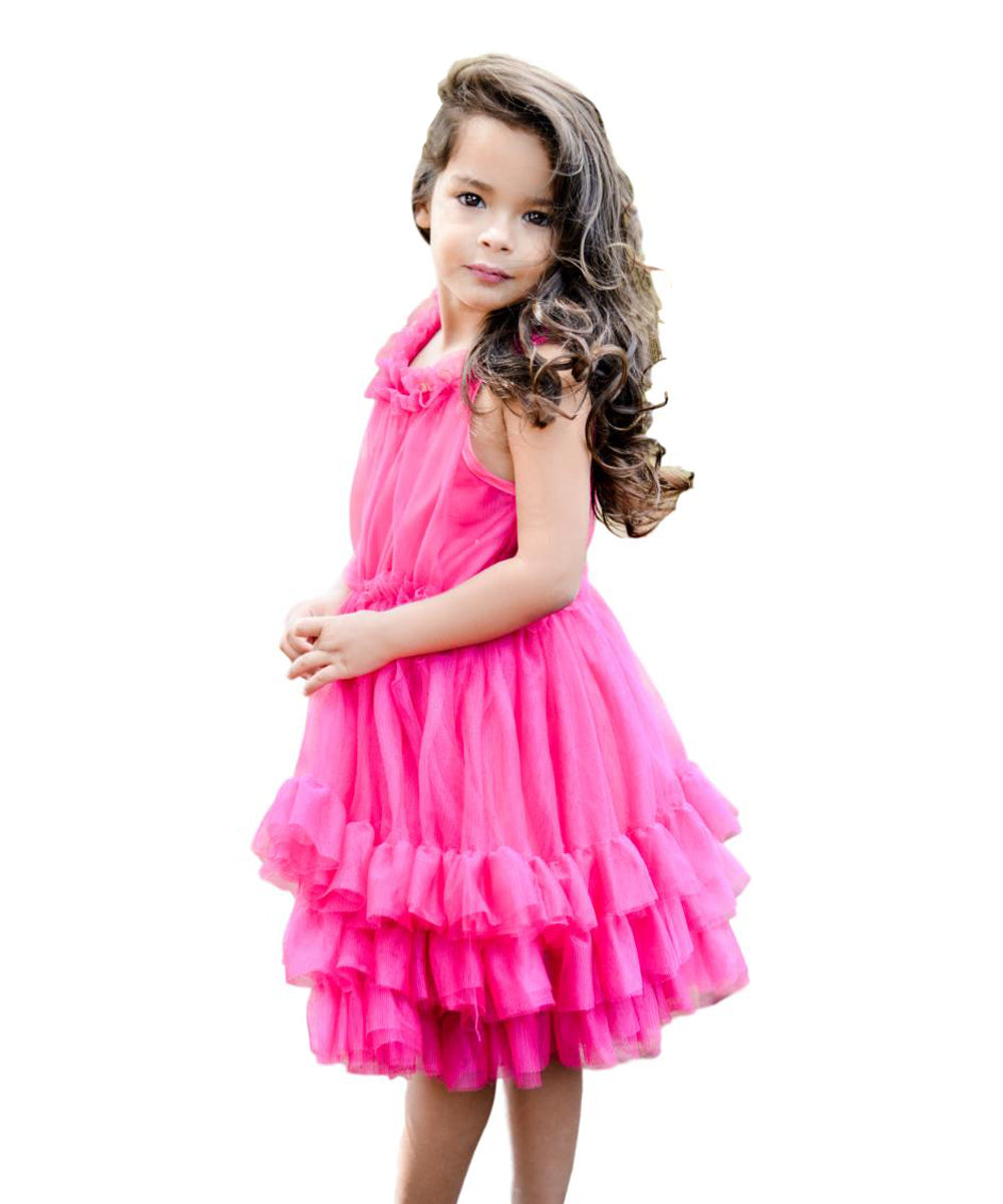 Unik Girl Tulle Layered Dress - Tulle Fabric, Layered Design, Multiple Colors, Sizes 4-10 (1 Piece)