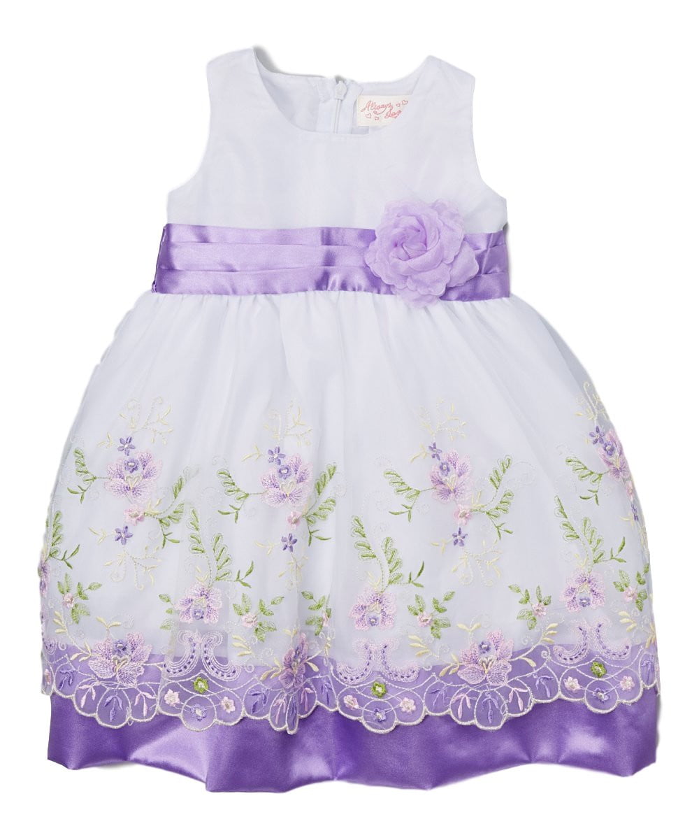 Embroidered Party Dress With Sash And Flower Girls Fancy Dresses - Embroidered Party Dress, Colorful, Sizes 12Month To 10 (1 Piece)