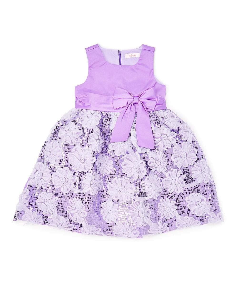 Fancy Dress Girls Fancy Dresses Fabric - Fuchsia KS, Lilac KS, White KS, Sequin, 4, 6, 8, 10 (1 Piece)