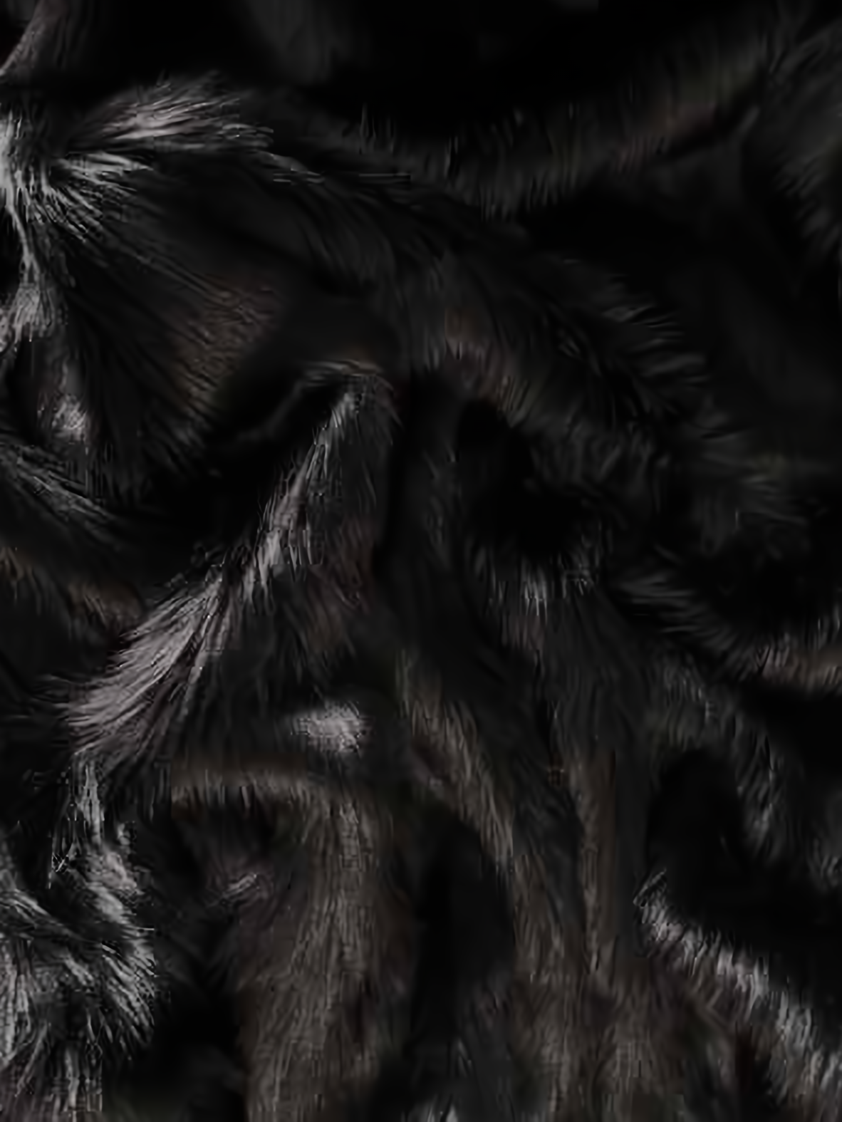 Black Solid Shaggy Long Pile Faux Fur Fabric