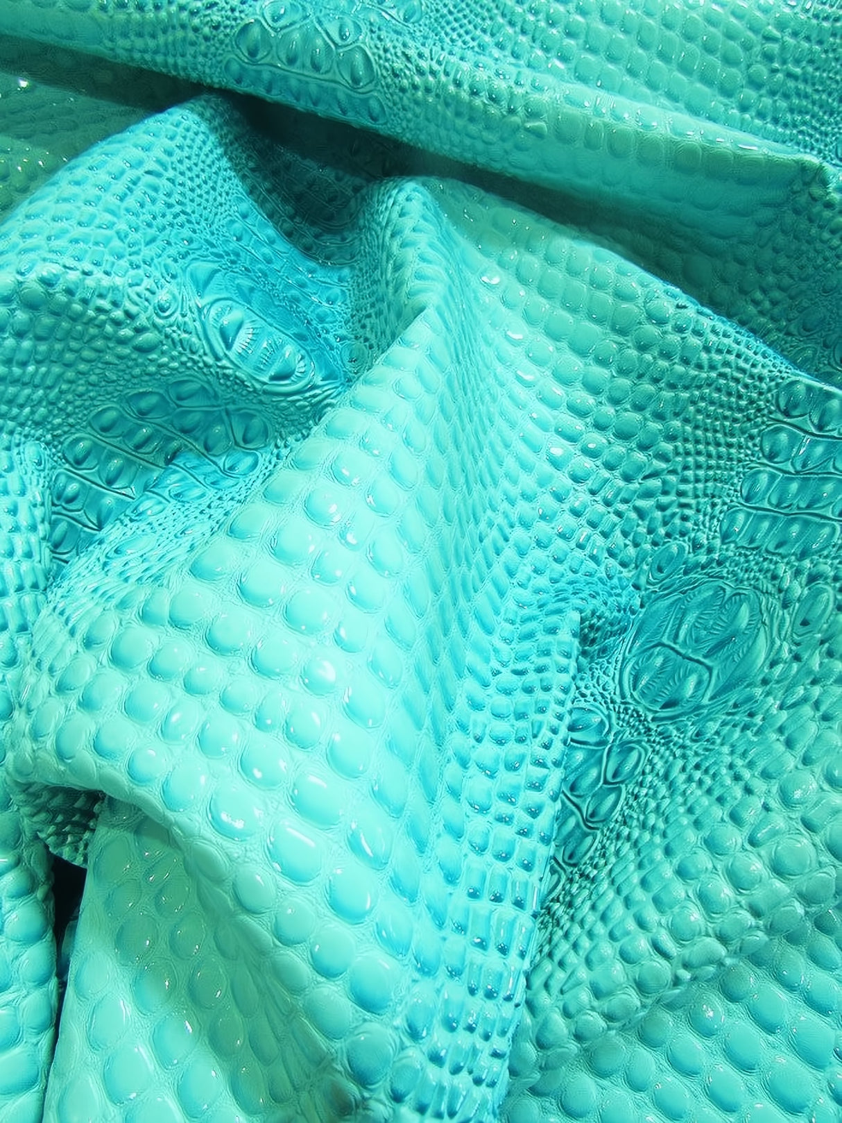Fiji Turquoise Florida Gator 3D Embossed Vinyl Fabric