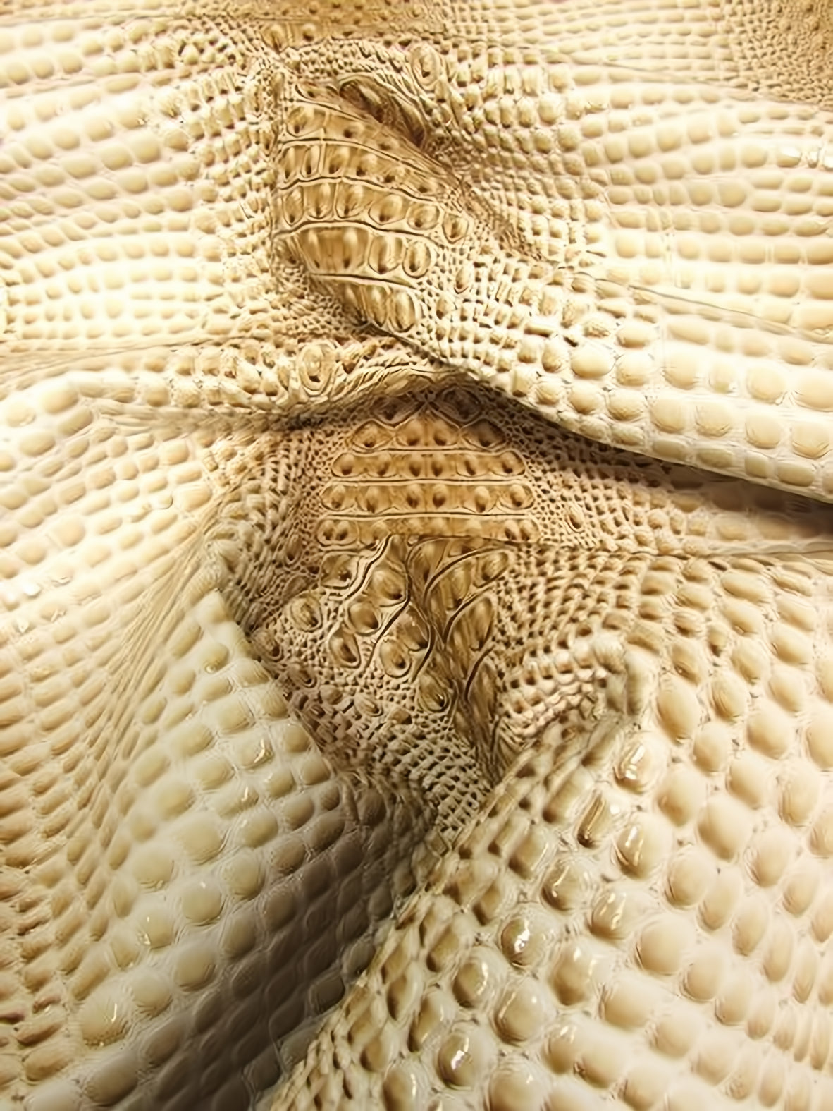 Western Cream Florida Gator 3D Embossed Vinyl Fabric