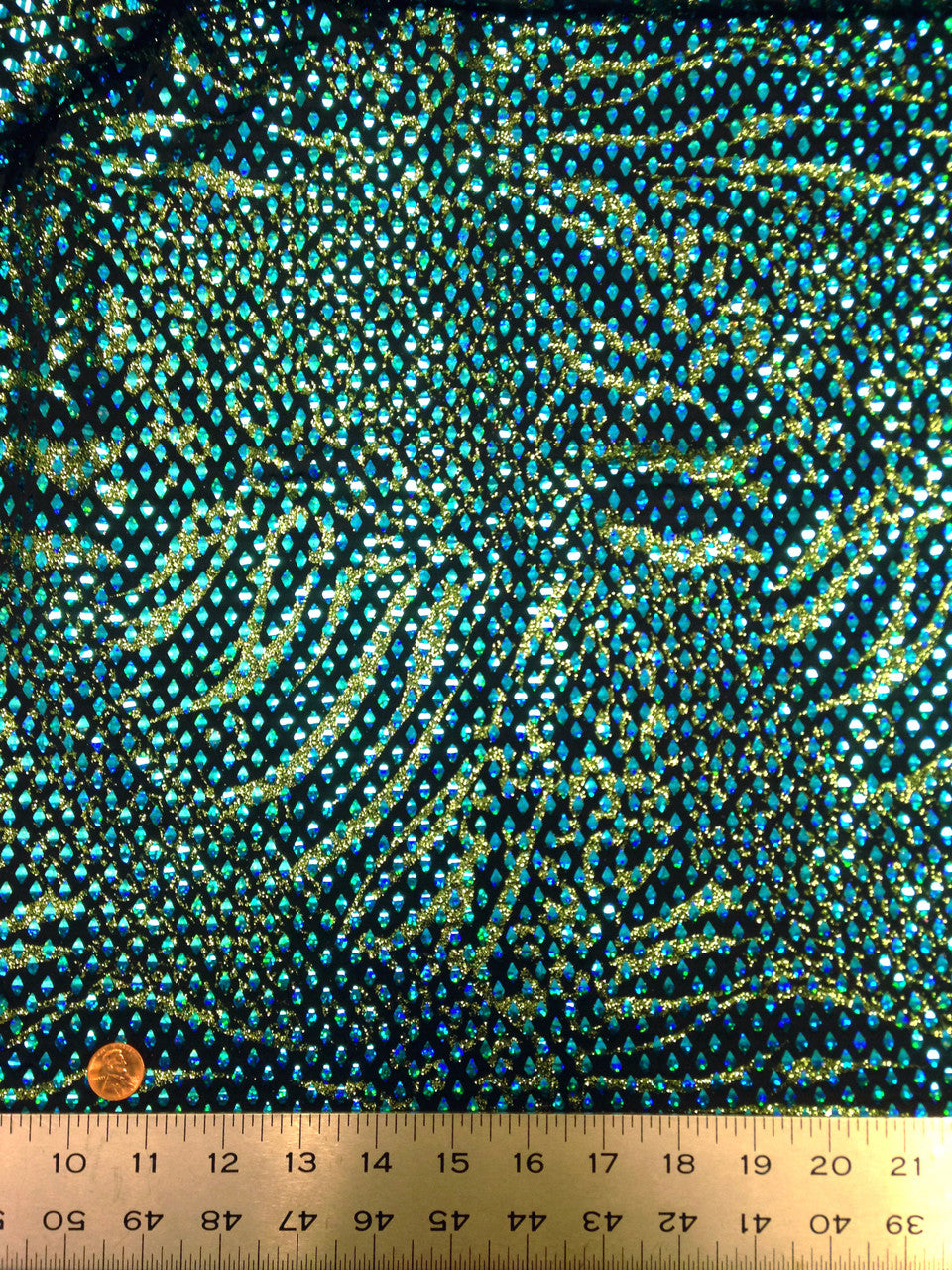 Shiny Diamond Faux Sequins Glitter Waves Polyester Spandex Fabric - Black/Teal, Green, Purple, Fuchsia, Red, Diamond Pattern, 58-60" Width