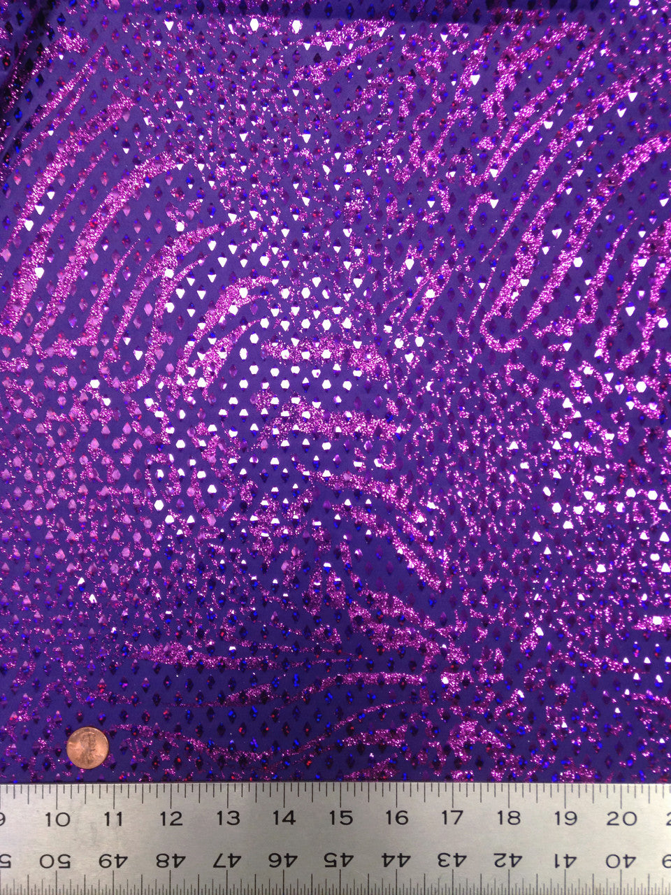 Shiny Diamond Faux Sequins Glitter Waves Polyester Spandex Fabric - Black/Teal, Green, Purple, Fuchsia, Red, Diamond Pattern, 58-60" Width