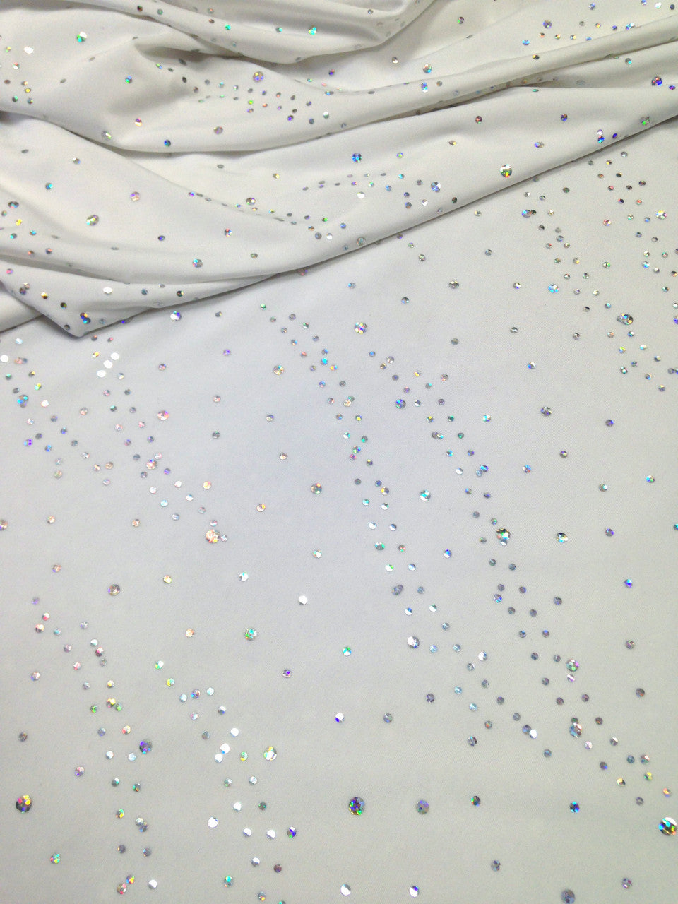 Polyester Knit Jersey Fabric - 3Mm Silver Hologram Circle, Light Weight, 58"-60" Wide