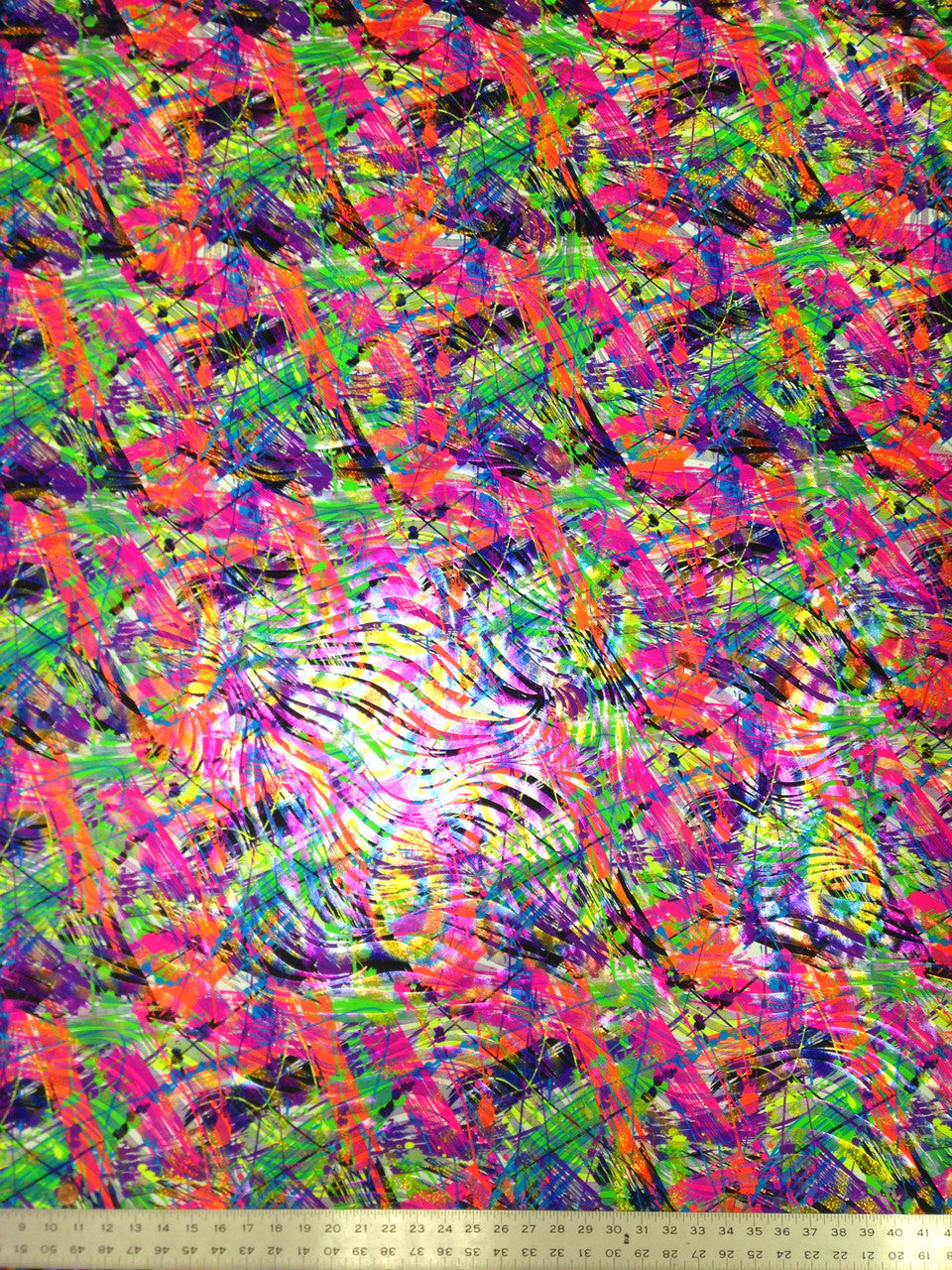 Colorful Paint Splash With Zebra Holographic Foil Nylon Spandex Fabric - Multicolor Zebra Pattern, 58"-60" Width