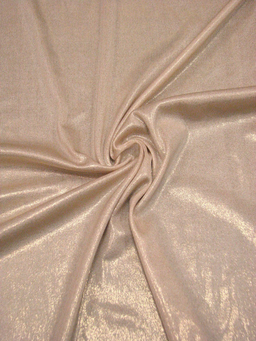 Gold Shiny Foil On Cream Stretch Lightweight Polyester Slinky Spandex Fabric - Gold, Shiny Foil, 57 To 58 Inches Wide