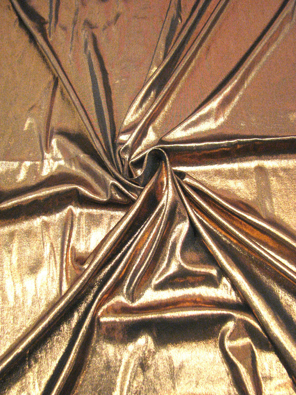 Gold Shiny Foil On Cream Stretch Lightweight Polyester Slinky Spandex Fabric - Gold, Shiny Foil, 57 To 58 Inches Wide