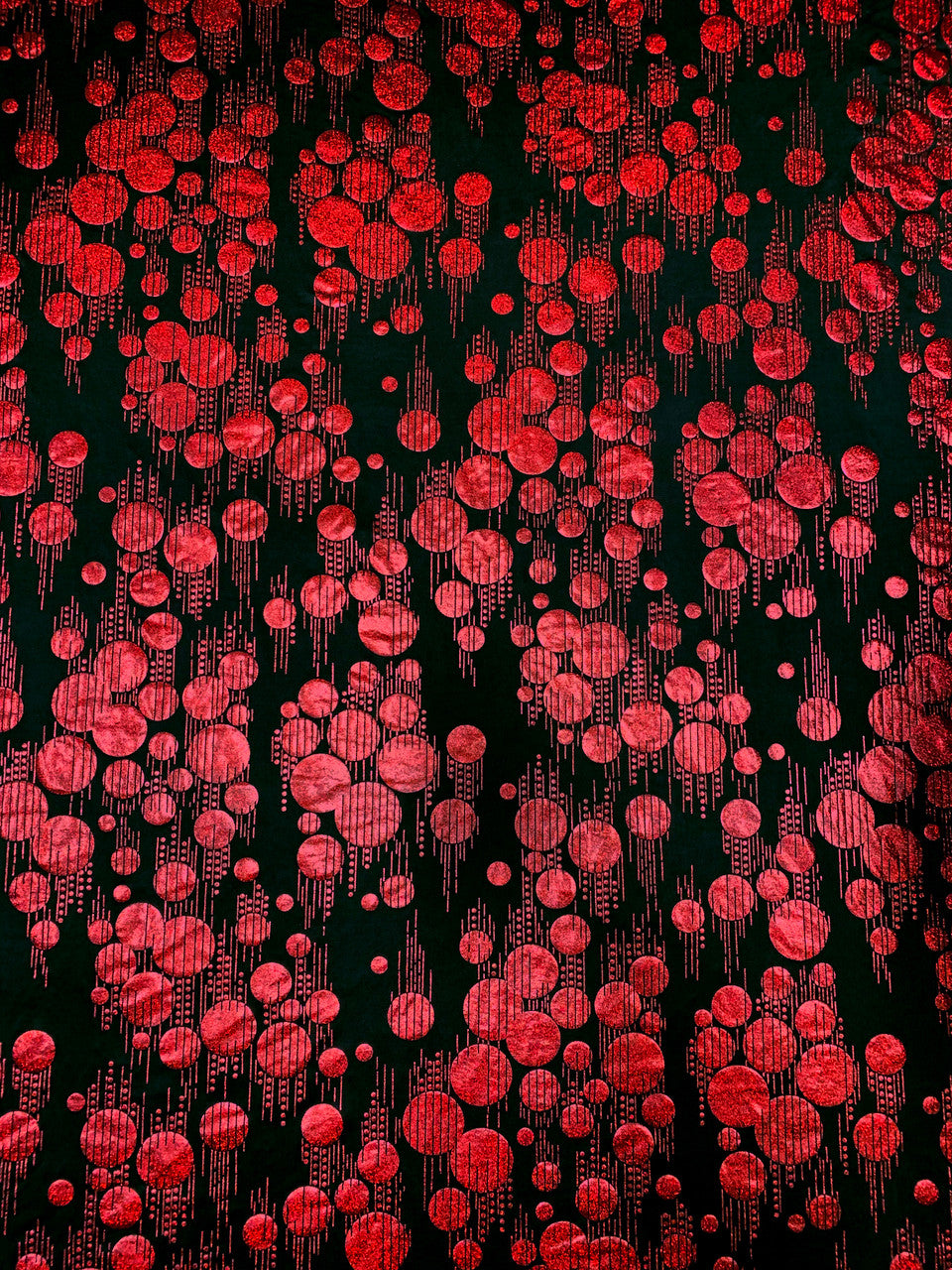 Polyester Spandex Fabric - Hologram Circles Design, Black/Red, Black/Gold, Black/Silver, 58"-60" Width