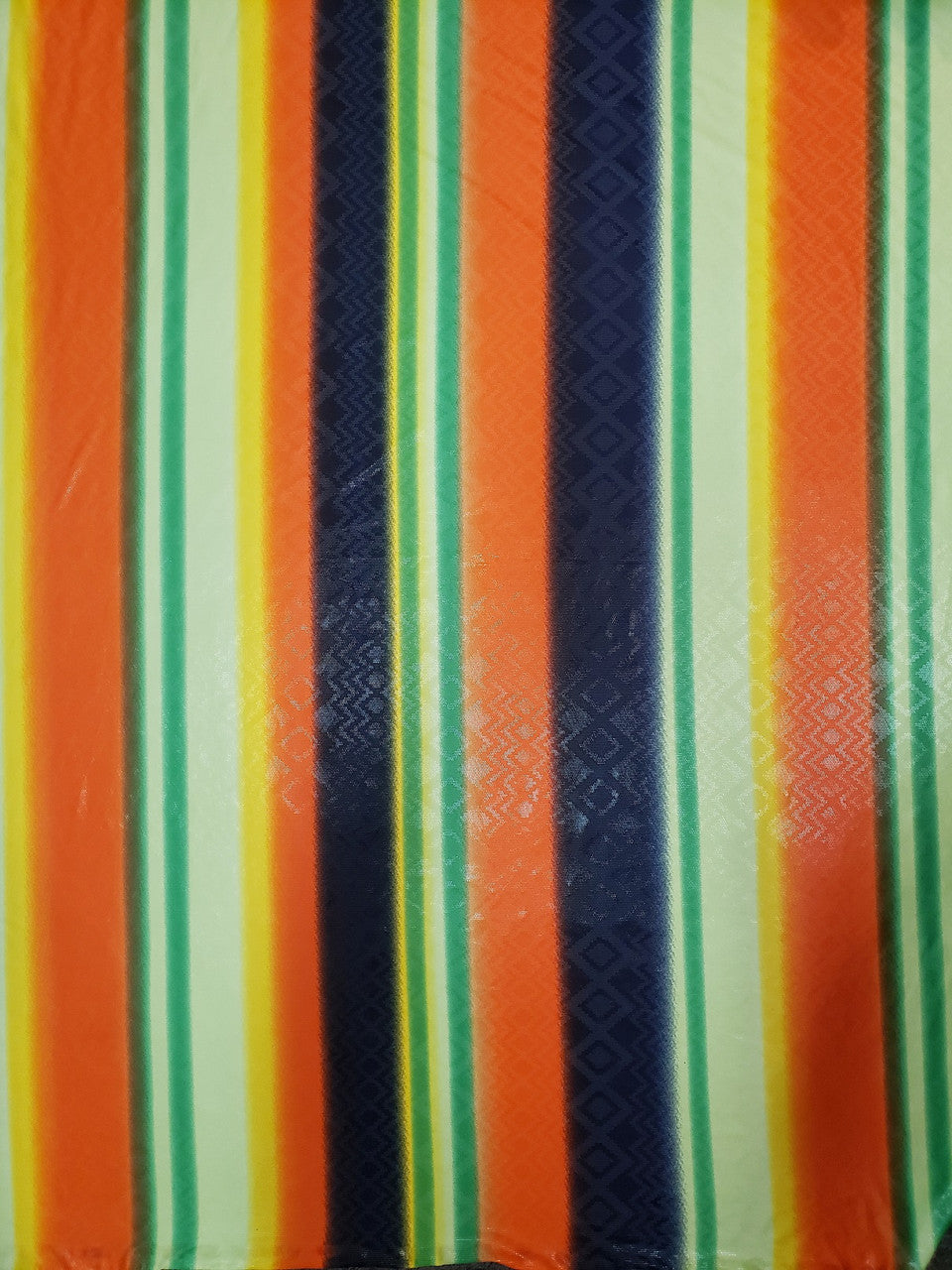 Polyester Single Spun 2 Ways Stretch Fabric - Clear Shiny Foil Stripes Design, 58/60" Width