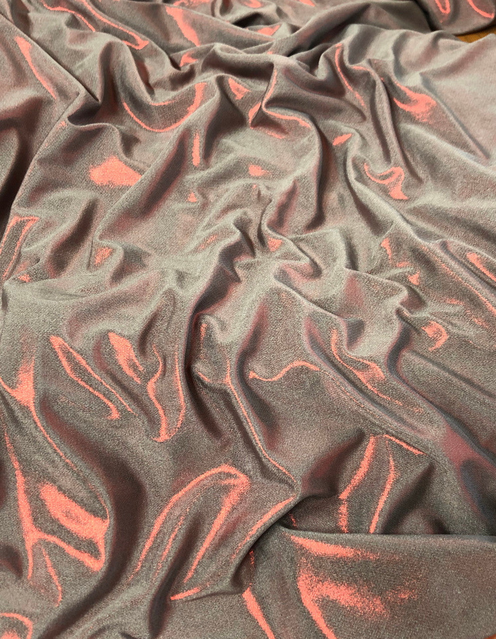 Solid Hologram Foil Polyester Spandex Fabric - Purple, Peach, Red, Gold, 58-60" Width