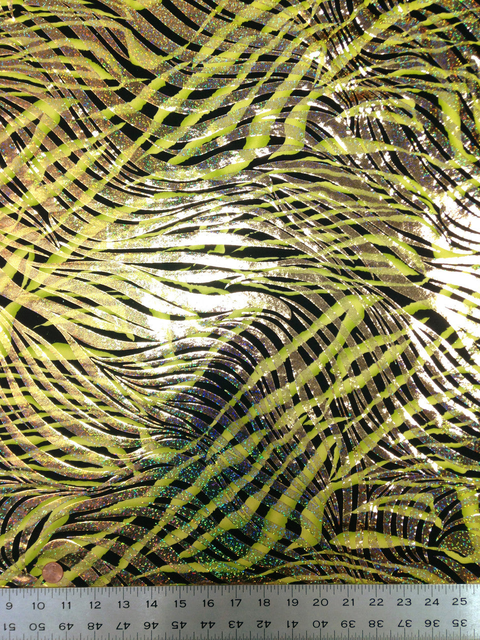 Dark Zebra Pattern Holographic Foil Polyester Spandex Fabric - Turquoise, Green, Purple, Red, Zebra Pattern, 58"-60" Width