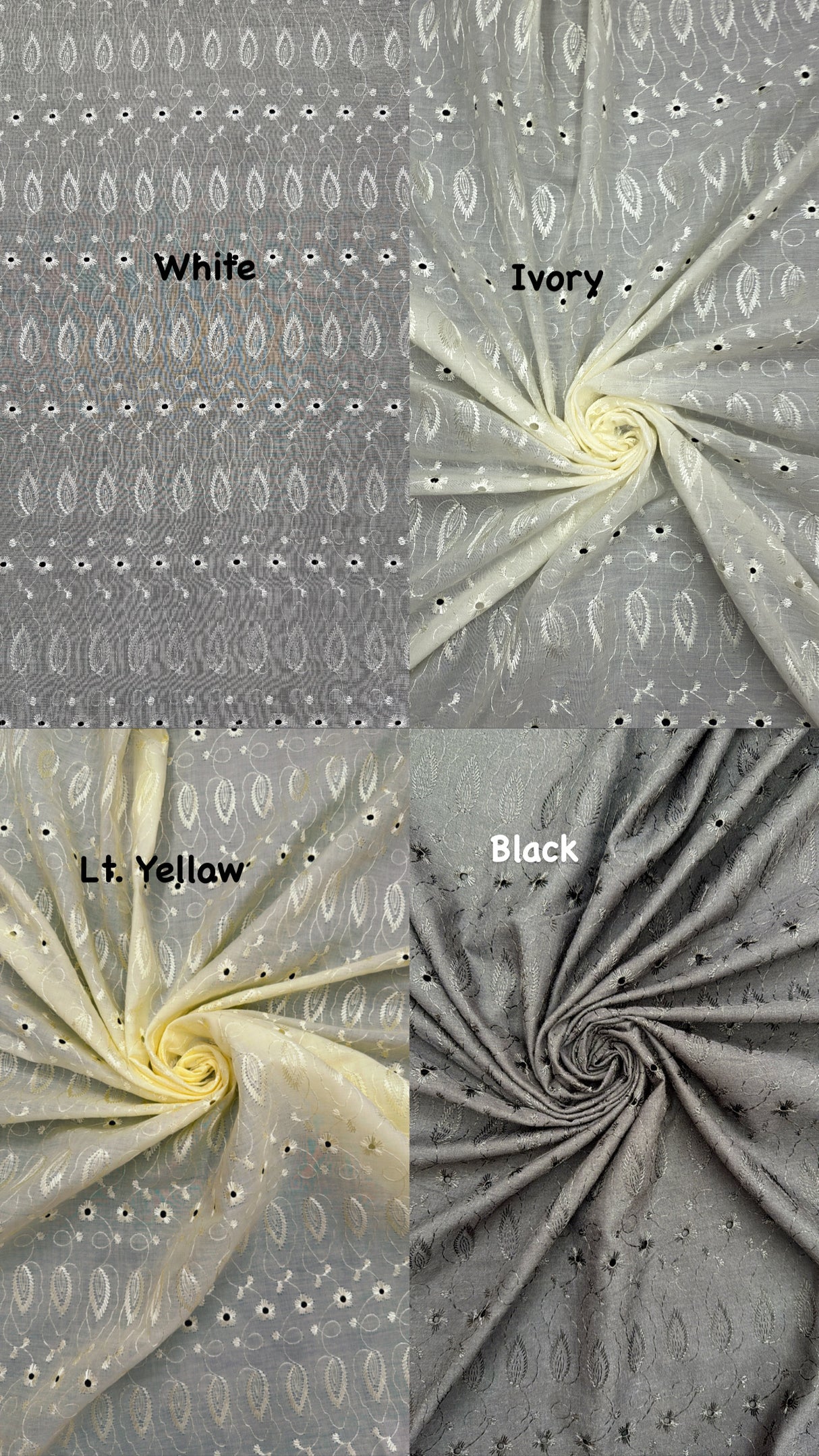 Black Medium Eyelet 80% Polyester 20% Cotton Fabric - Black, Solid, 41"-42" Width