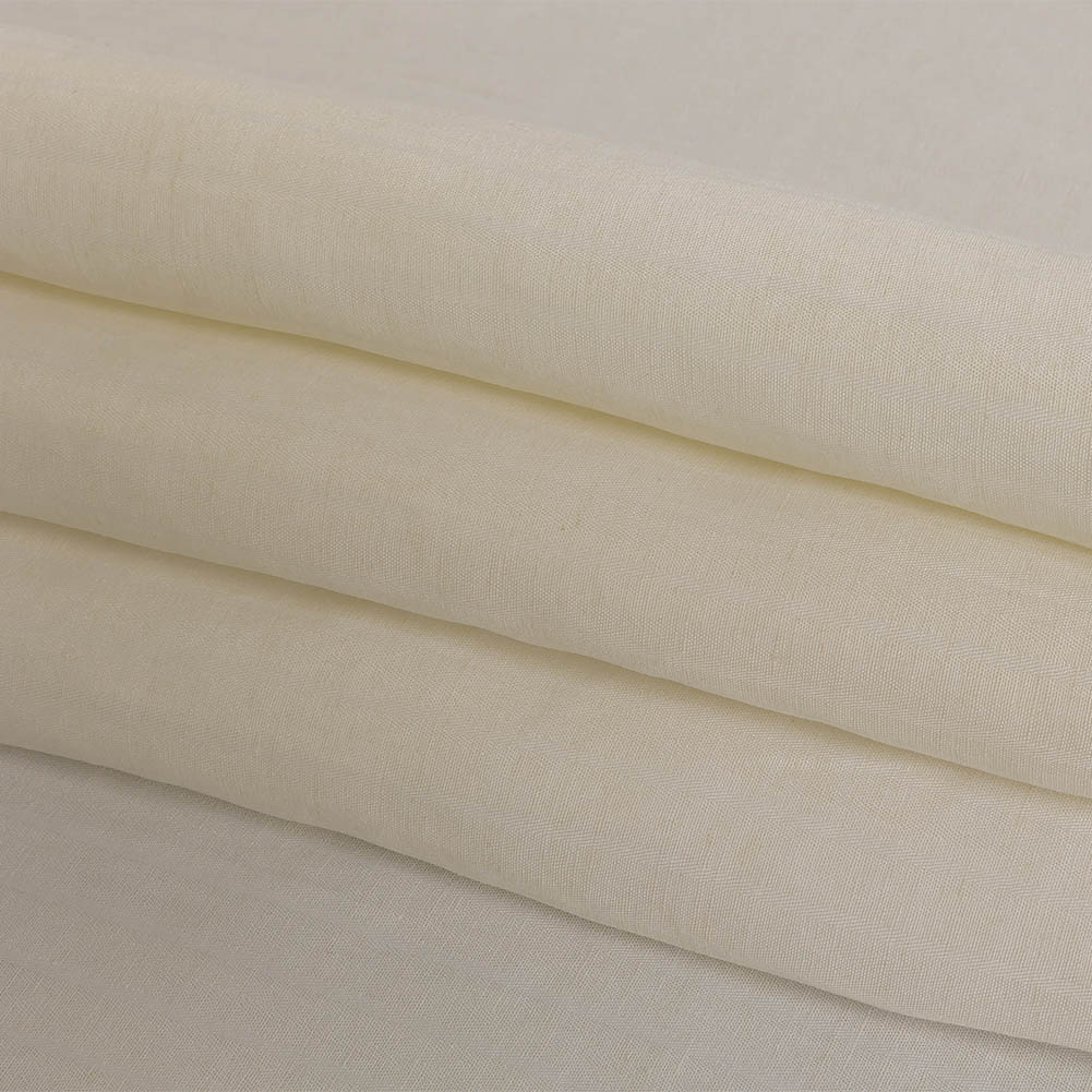 Ivory Twill Striped Linen and Rayon Woven