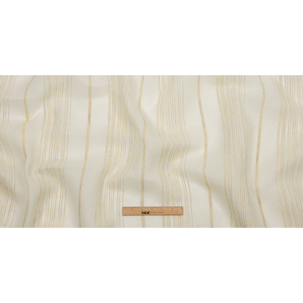 Ivory and Beige Striped Polyester Burlap