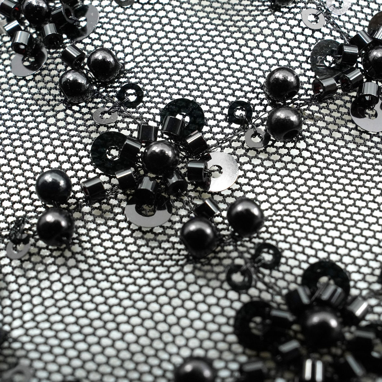Beaded Sequin Stretch Mesh Fabric Blossom