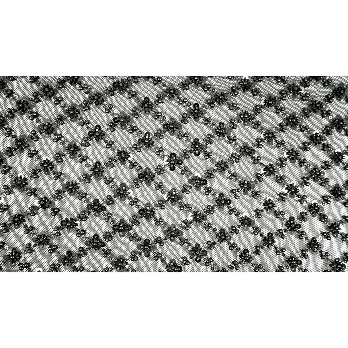 Beaded Sequin Stretch Mesh Fabric Blossom