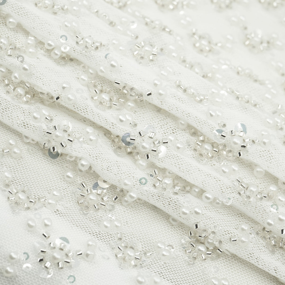Beaded Sequin Stretch Mesh Fabric Blossom