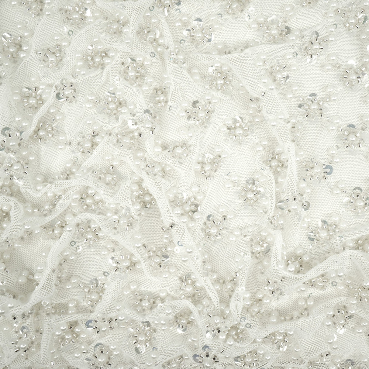 Beaded Sequin Stretch Mesh Fabric Blossom