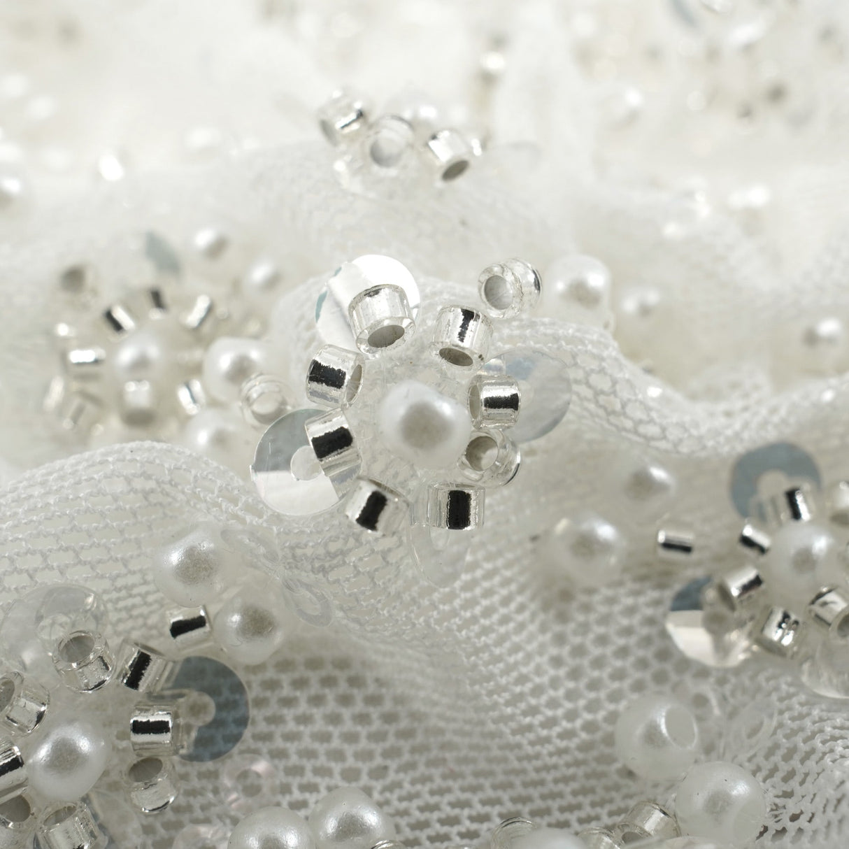 Beaded Sequin Stretch Mesh Fabric Blossom