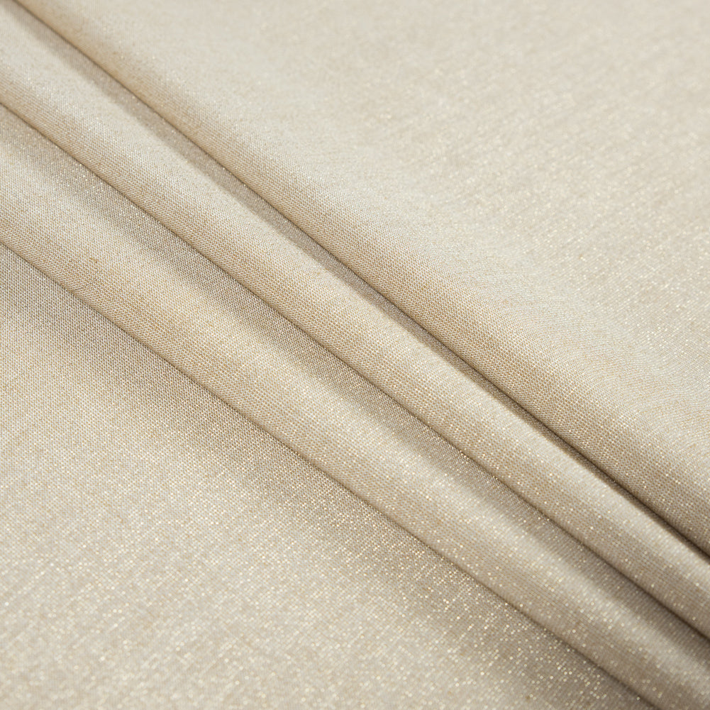Metallic Gold and White Polyester Woven with Give
