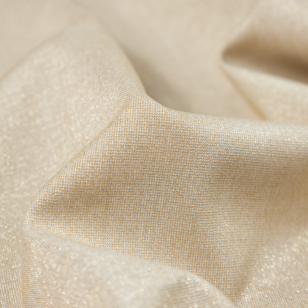 Metallic Gold and White Polyester Woven with Give