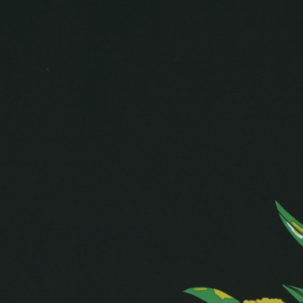 Italian Black Floral Poly Jersey Panel Print