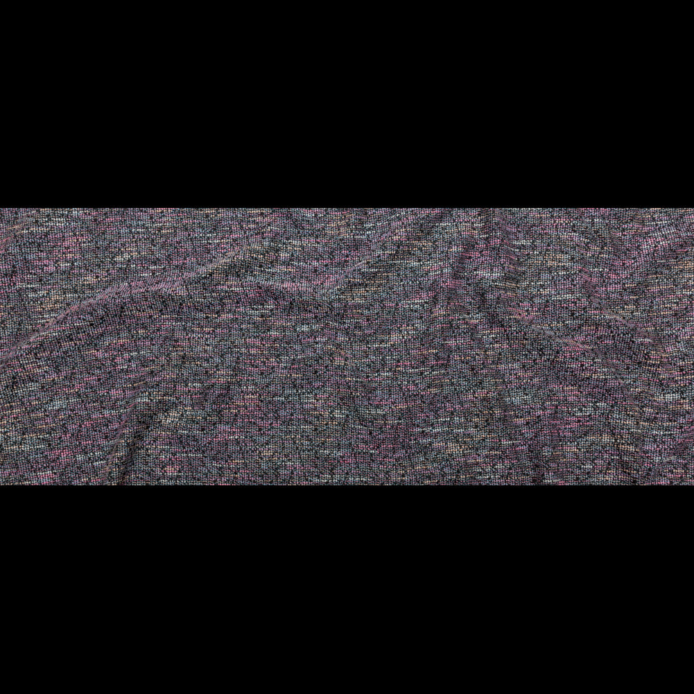 Black, Orchid Smoke and Blue Fog Slubbed Polyester Tweed