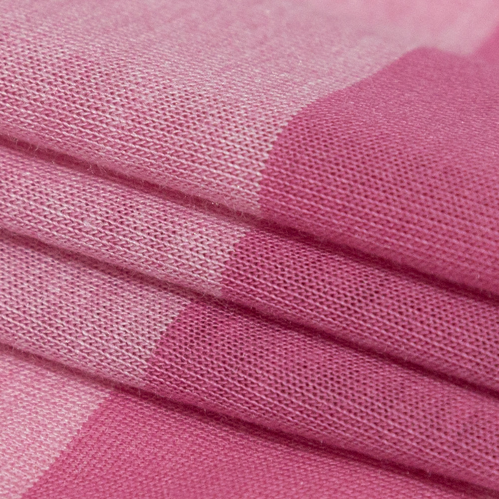 Cashmere Rose and Ibis Rose Awning Striped Tissue-Weight Rayon Jersey