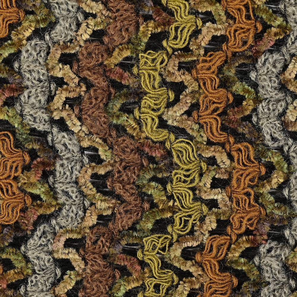 Avocado, Mustard and Steel Blue Textured Loosely Woven Novelty