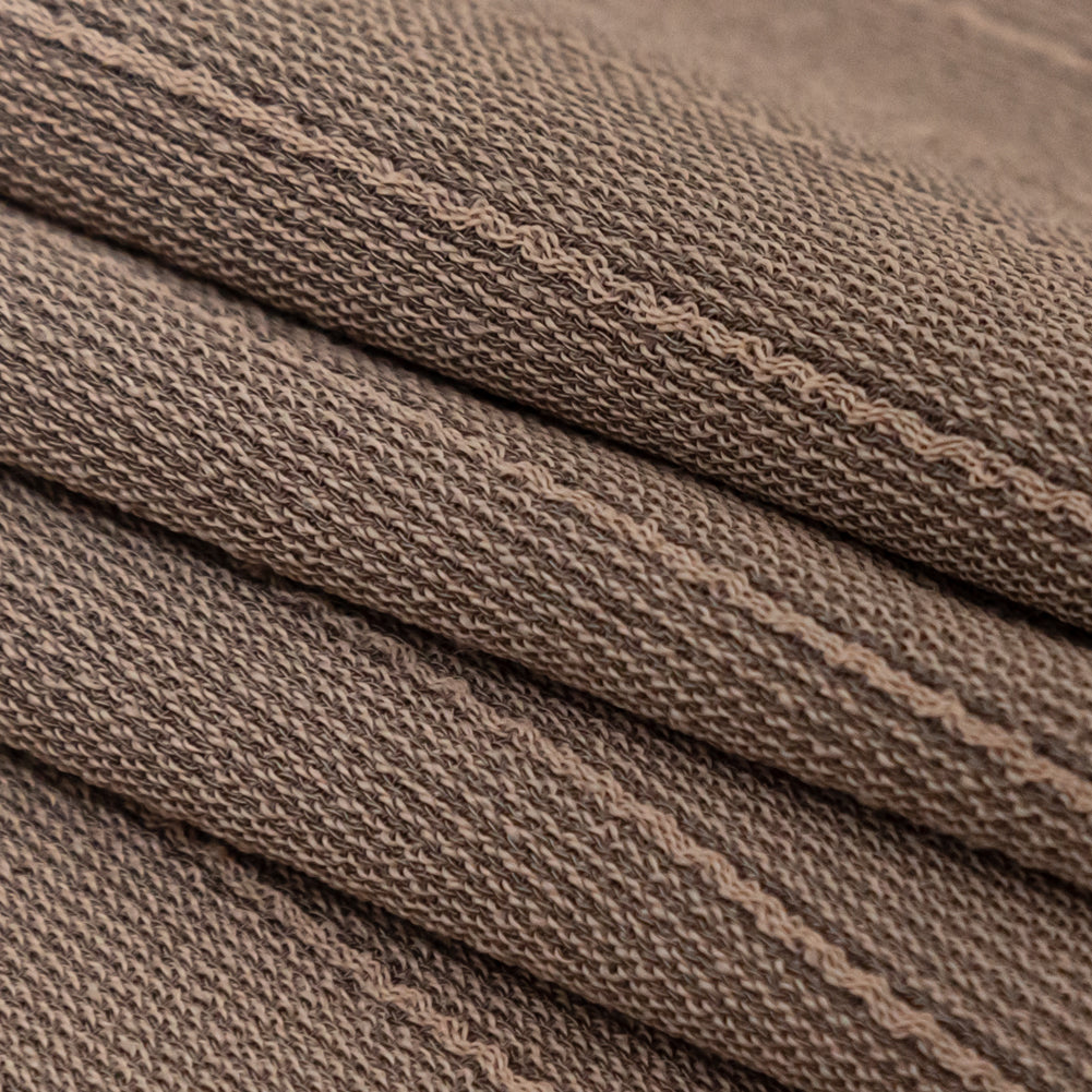 Warm Taupe Blended Crepe with Tactile Stripes