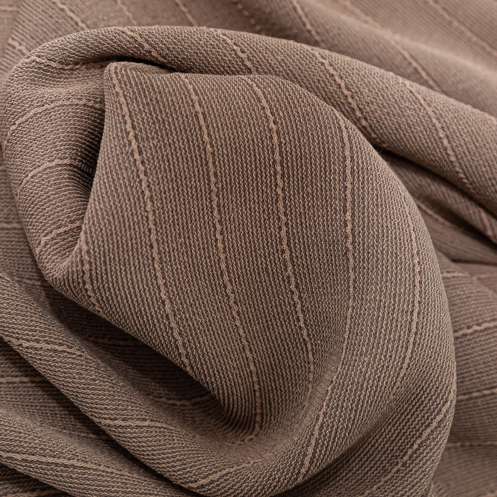 Warm Taupe Blended Crepe with Tactile Stripes