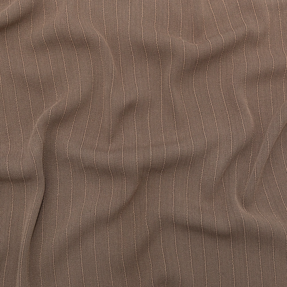 Warm Taupe Blended Crepe with Tactile Stripes