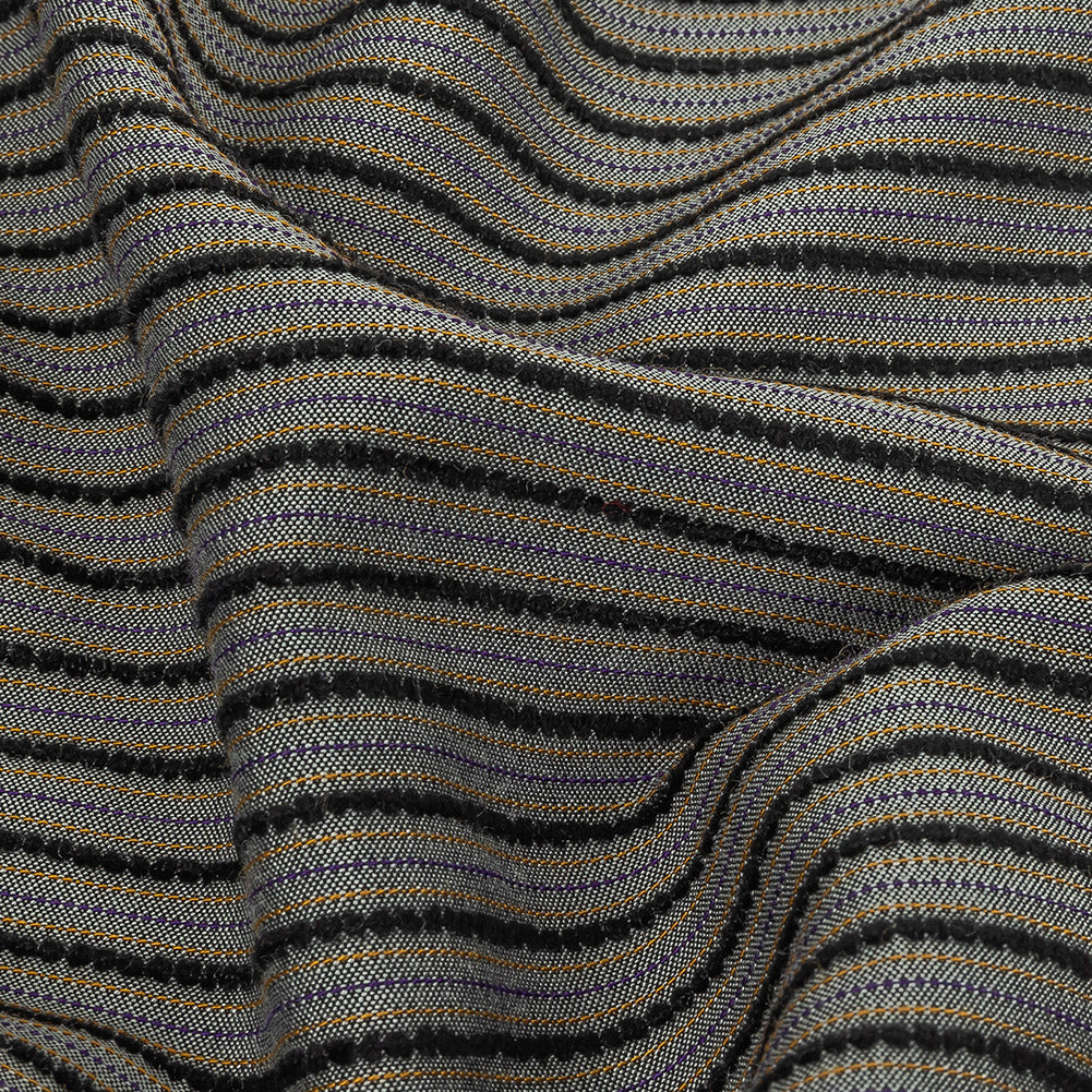 Gray, Daisy Daze and Royal Purple Striped Blended Rayon Woven