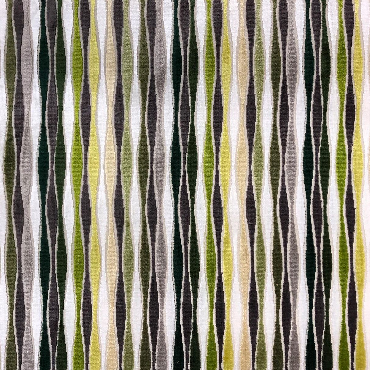Frankie Cut Velvet Polyester Fabric - Multi-Colored Striped Wave, 55" Width (1 Yard)