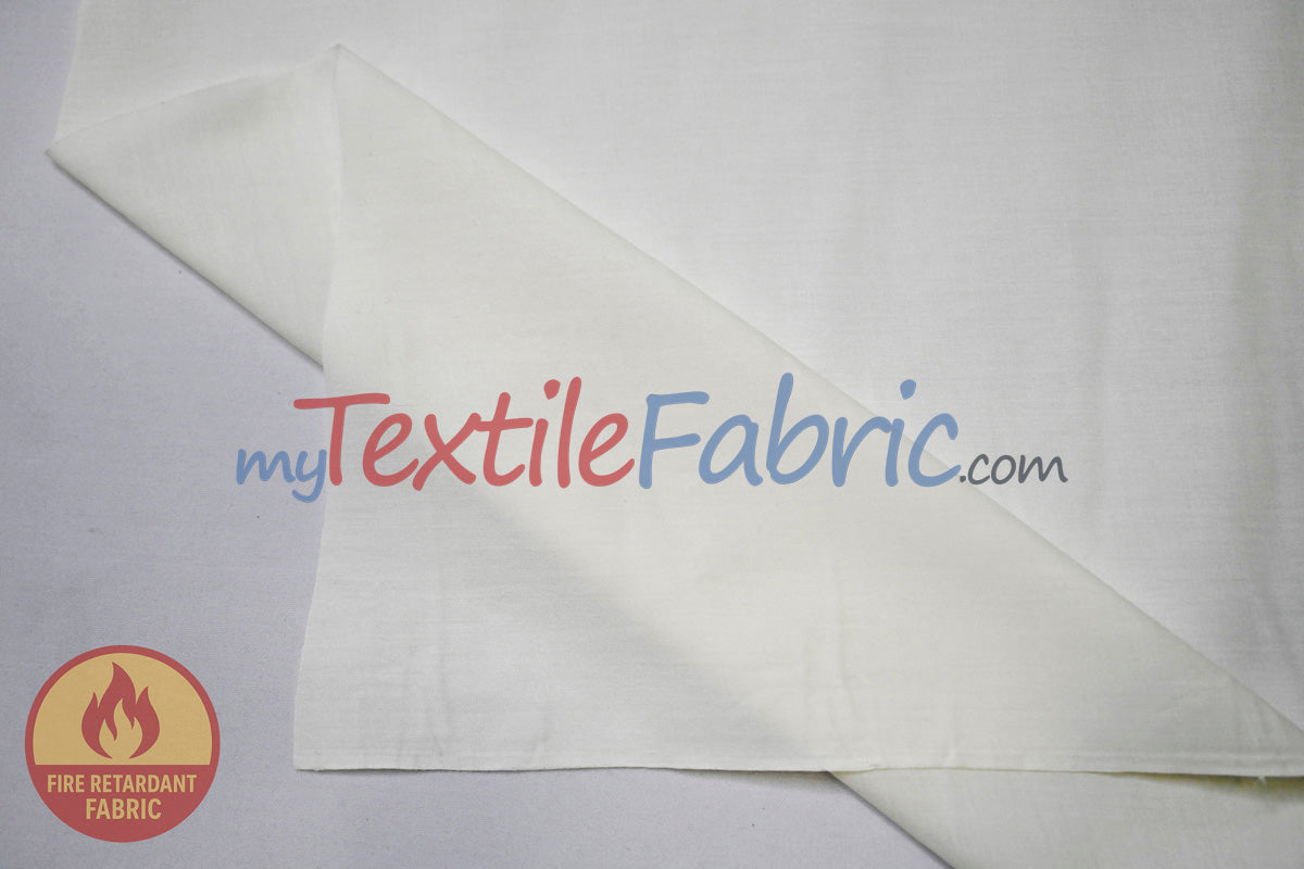 120 Inch Flame Retardant Ivory Cotton Sheeting Fabric - Ivory Solid, 120" Width (By The Yard)