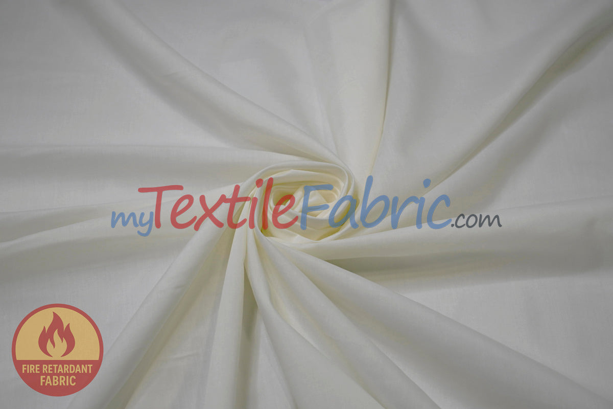120 Inch Flame Retardant Ivory Cotton Sheeting Fabric - Ivory Solid, 120" Width (By The Yard)